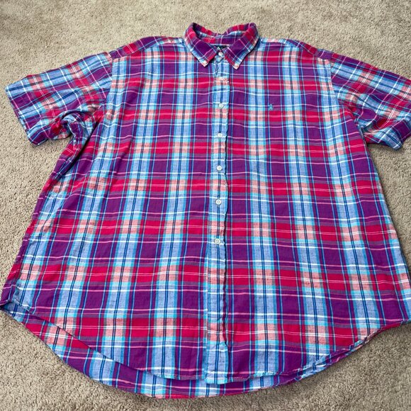 Ralph Lauren Shirt Mens XXL Pink Plaid Classic Fit Lightweight Beach Vacation - Picture 2 of 5